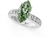 White gold Fancy Green Marquise  Cut Channel Set Diamond Engagement Ring with Four-Prong Setting_312