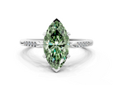 White gold Fancy Green Marquise  Cut Channel Set Solitaire Engagement Ring with Four-Prong Setting_225