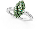 White gold Fancy Green Marquise  Cut Channel Set Solitaire Engagement Ring with Four-Prong Setting_226