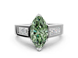 White gold Fancy Green Marquise Cut Cut Channel Set Solitaire Ring with Four-Prong Setting_12