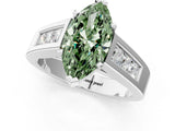 White gold Fancy Green Marquise Cut Cut Channel Set Solitaire Ring with Four-Prong Setting_13