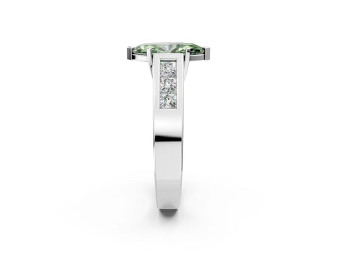 White gold Fancy Green Marquise Cut Cut Channel Set Solitaire Ring with Four-Prong Setting_14