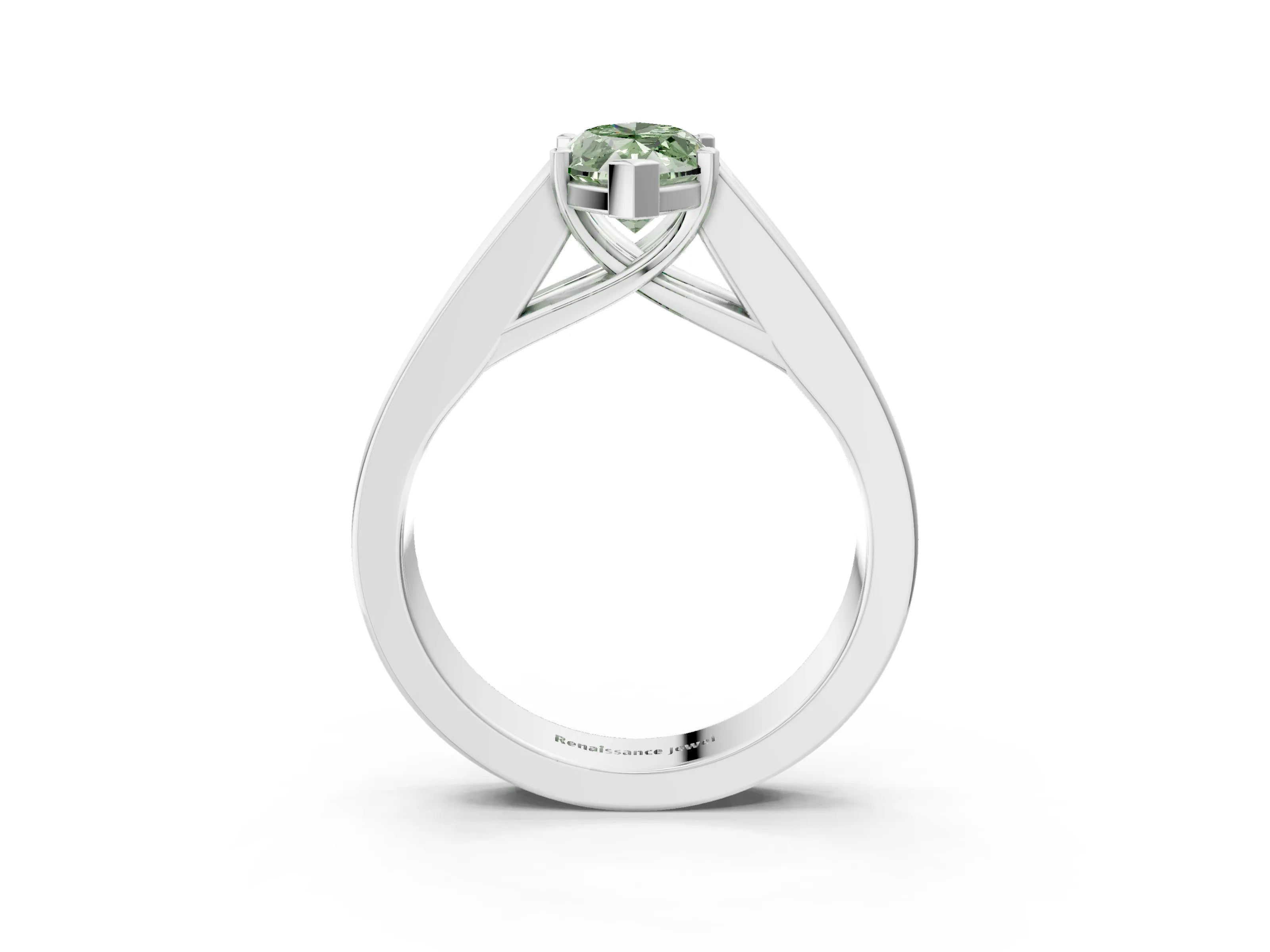 White gold Fancy Green Marquise Cut Cut Channel Set Solitaire Ring with Four-Prong Setting_15