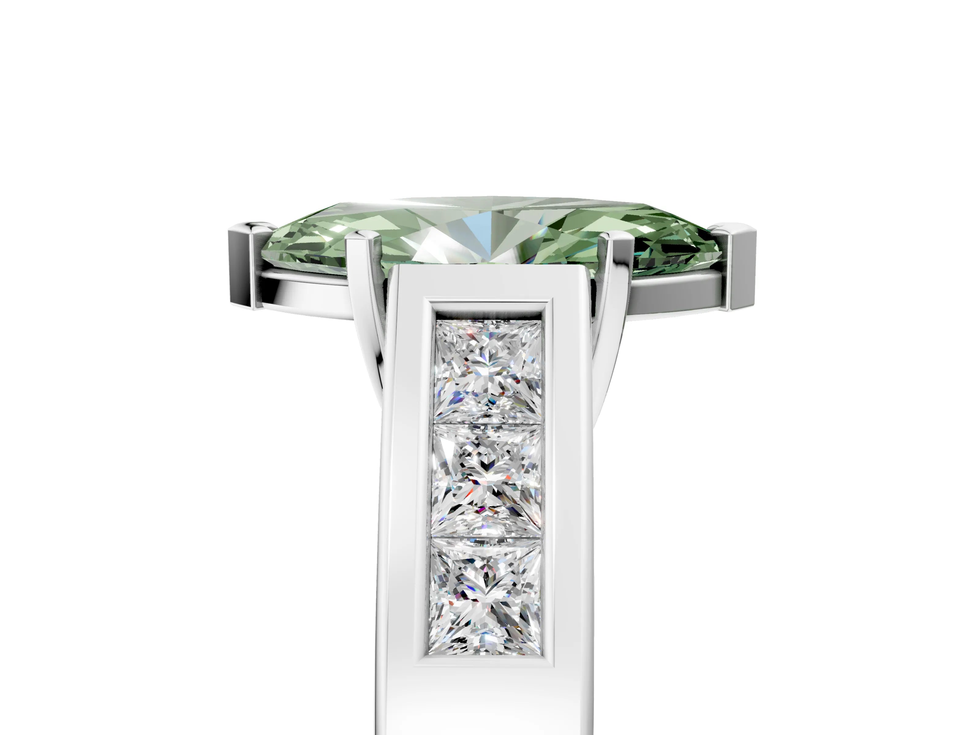 White gold Fancy Green Marquise Cut Cut Channel Set Solitaire Ring with Four-Prong Setting_17