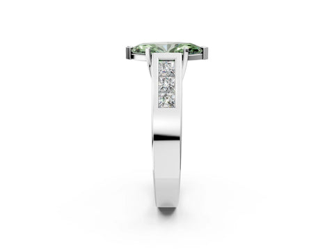 White gold Fancy Green Marquise Cut Cut Channel Set Solitaire Ring with Four-Prong Setting_2