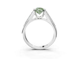 White gold Fancy Green Marquise Cut Cut Diamond Channel Set Pave Band with Tension Prong Setting_3