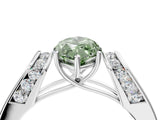 White gold Fancy Green Marquise Cut Cut Diamond Channel Set Solitaire Ring with Four-Prong Setting_136