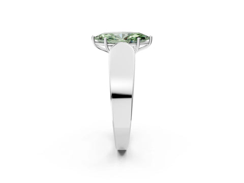 White gold Fancy Green Marquise Cut Cut Diamond Channel Set Solitaire Ring with Four-Prong Setting_2