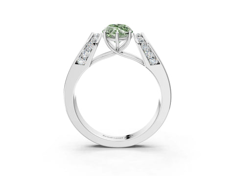 White gold Fancy Green Marquise Cut Cut Diamond Channel Set Solitaire Ring with Four-Prong Setting_3