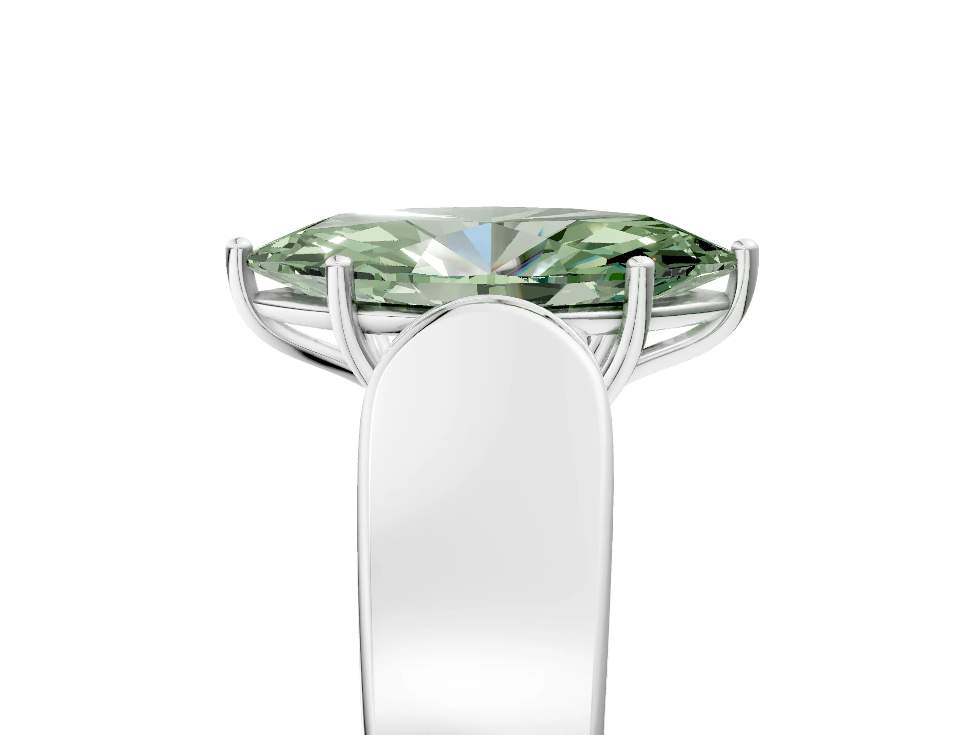 White gold Fancy Green Marquise Cut Cut Diamond Channel Set Solitaire Ring with Four-Prong Setting_5