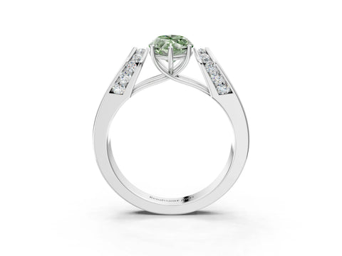 White gold Fancy Green Marquise Cut Cut Diamond Channel Set Solitaire Ring with Four-Prong Setting_87