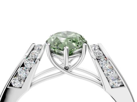 White gold Fancy Green Marquise Cut Cut Diamond Channel Set Solitaire Ring with Four-Prong Setting_88