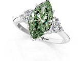 White gold Fancy Green Marquise Cut Cut Diamond Cluster Ring with Solitaire Band and Four-Prong Setting_37