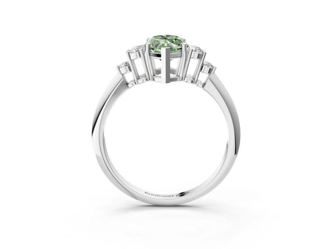 White gold Fancy Green Marquise Cut Cut Diamond Cluster Ring with Solitaire Band and Four-Prong Setting_3