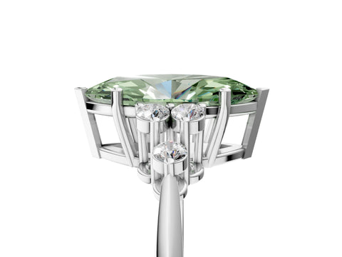 White gold Fancy Green Marquise Cut Cut Diamond Cluster Ring with Solitaire Band and Four-Prong Setting_5