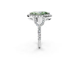 White gold Fancy Green Marquise Cut Cut Diamond Halo Engagement Ring with Open Split Pavé Band_2
