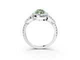White gold Fancy Green Marquise Cut Cut Diamond Halo Engagement Ring with Open Split Pavé Band_3