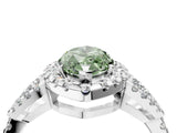 White gold Fancy Green Marquise Cut Cut Diamond Halo Engagement Ring with Open Split Pavé Band_4