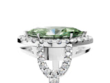 White gold Fancy Green Marquise Cut Cut Diamond Halo Engagement Ring with Open Split Pavé Band_5