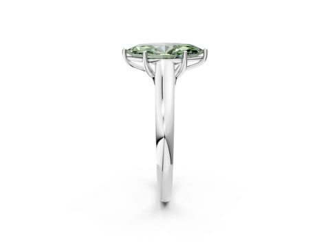 White gold Fancy Green Marquise Cut Cut Diamond Solitaire Engagement Ring with Tapered Plain Band and Four-Prong Setting_14
