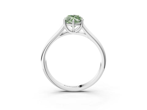 White gold Fancy Green Marquise Cut Cut Diamond Solitaire Engagement Ring with Tapered Plain Band and Four-Prong Setting_15