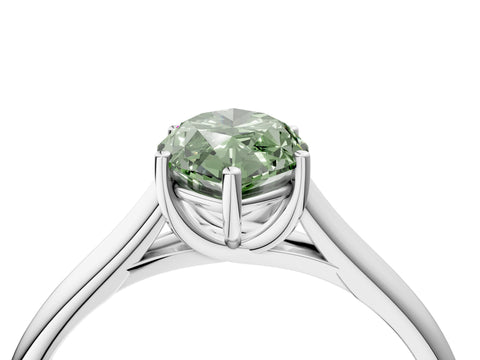 White gold Fancy Green Marquise Cut Cut Diamond Solitaire Engagement Ring with Tapered Plain Band and Four-Prong Setting_16