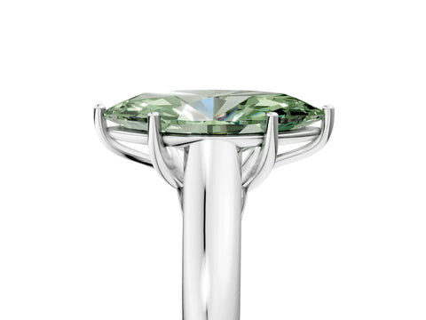 White gold Fancy Green Marquise Cut Cut Diamond Solitaire Engagement Ring with Tapered Plain Band and Four-Prong Setting_17