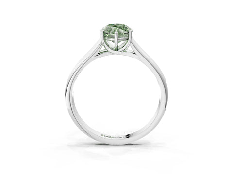 White gold Fancy Green Marquise Cut Cut Diamond Solitaire Engagement Ring with Tapered Plain Band and Four-Prong Setting_3