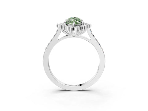 White gold Fancy Green Marquise Cut Cut Diamond Sunburst Halo Engagement Ring with Pavé Band_23
