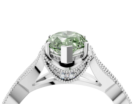 White gold Fancy Green Marquise Cut Cut Diamond Twisted Band with Milgrain Pave Setting and Four-Prong Setting_16