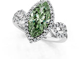 White gold Fancy Green Marquise Cut Cut Halo Diamond Infinity Band with Four-Prong Setting_1
