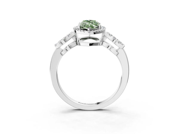 White Gold Marquise Pave Infinity Halo Engagement Ring Setting for Fancy Green Center