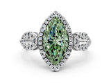 White gold Fancy Green Marquise Cut Cut Halo Diamond Infinity Band with Four-Prong Setting