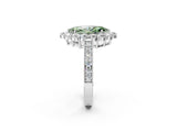 White gold Fancy Green Marquise Cut Cut Halo Diamond Pavé Engagement Ring with Milgrain Detailing_26