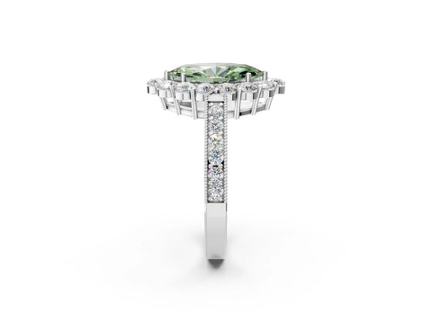 White gold Fancy Green Marquise Cut Cut Halo Diamond Pavé Engagement Ring with Milgrain Detailing_26