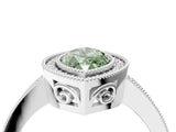 White gold Fancy Green Marquise Cut Cut Halo Pavé Diamond Ring_4
