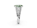 White gold Fancy Green Marquise Cut Cut Milgrain Pave Diamond Engagement Ring with Four-Prong Setting_5