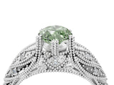 White gold Fancy Green Marquise Cut Cut Milgrain Pave Diamond Engagement Ring with Four-Prong Setting_7