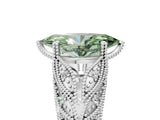 White gold Fancy Green Marquise Cut Cut Milgrain Pave Diamond Engagement Ring with Four-Prong Setting_8