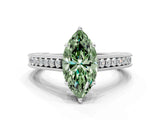 White gold Fancy Green Marquise Cut Cut Pave Band Milgrain Solitaire Ring_19