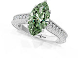 White gold Fancy Green Marquise Cut Cut Pave Band Milgrain Solitaire Ring_20