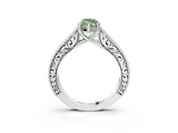 White gold Fancy Green Marquise Cut Cut Pave Band Milgrain Solitaire Ring_22
