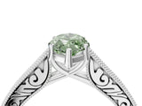 White gold Fancy Green Marquise Cut Cut Pave Band Milgrain Solitaire Ring_22