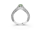 White gold Fancy Green Marquise Cut Cut Pave Band Milgrain Solitaire Ring_3
