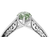 White gold Fancy Green Marquise Cut Cut Pave Band Milgrain Solitaire Ring_4