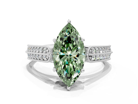 White gold Fancy Green Marquise Cut Cut Pave Split Shank Engagement Ring with Four-Prong Setting_24