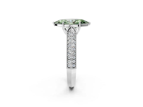 White gold Fancy Green Marquise Cut Cut Pave Split Shank Engagement Ring with Four-Prong Setting_2