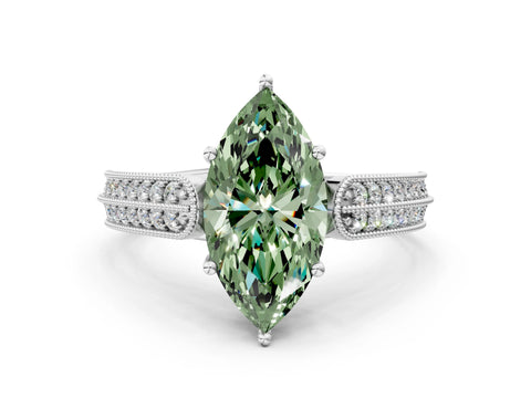 White gold Fancy Green Marquise Cut Cut Pave Split Shank Engagement Ring with Four-Prong Setting_48
