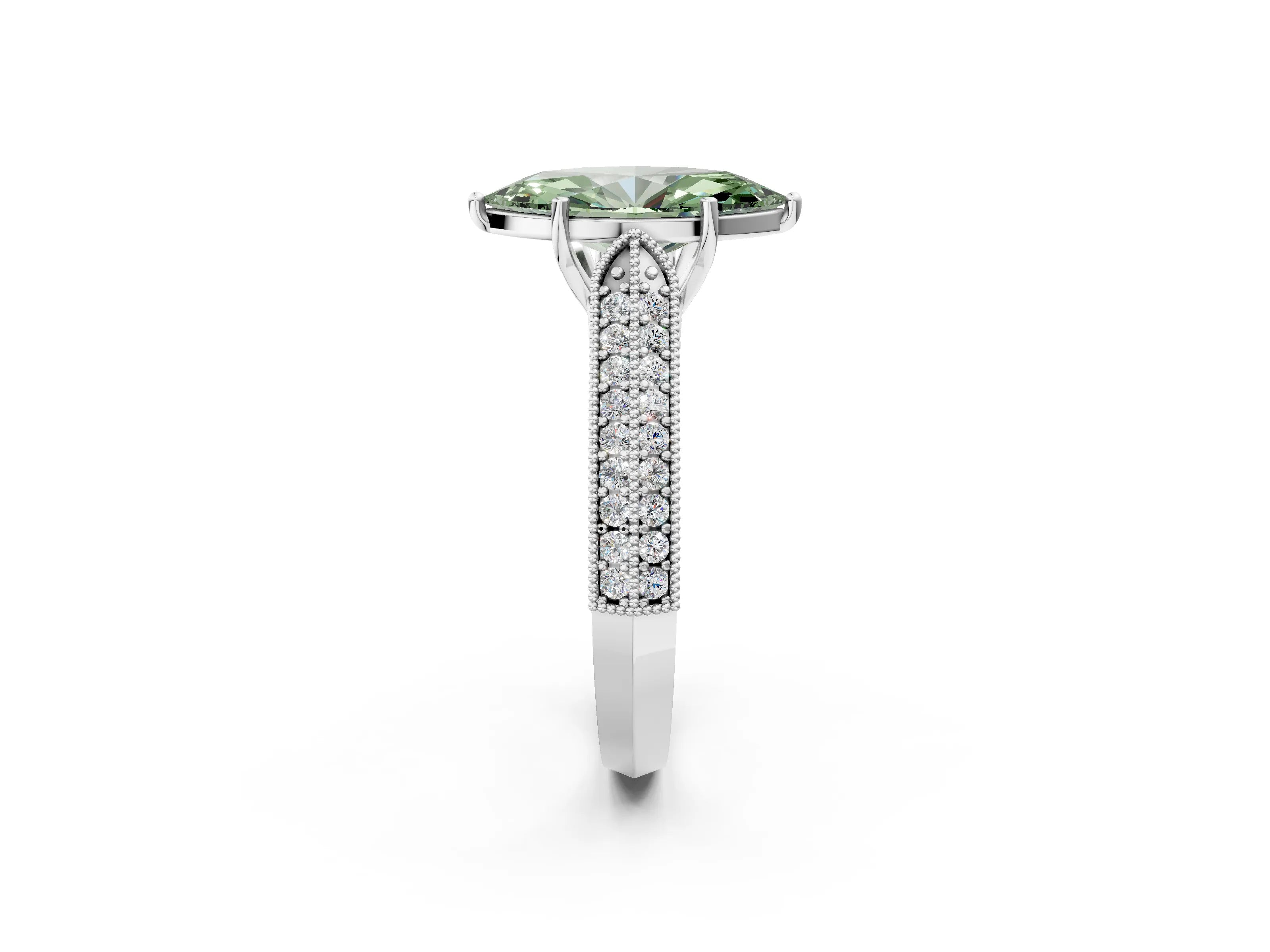 White gold Fancy Green Marquise Cut Cut Pave Split Shank Engagement Ring with Four-Prong Setting_50