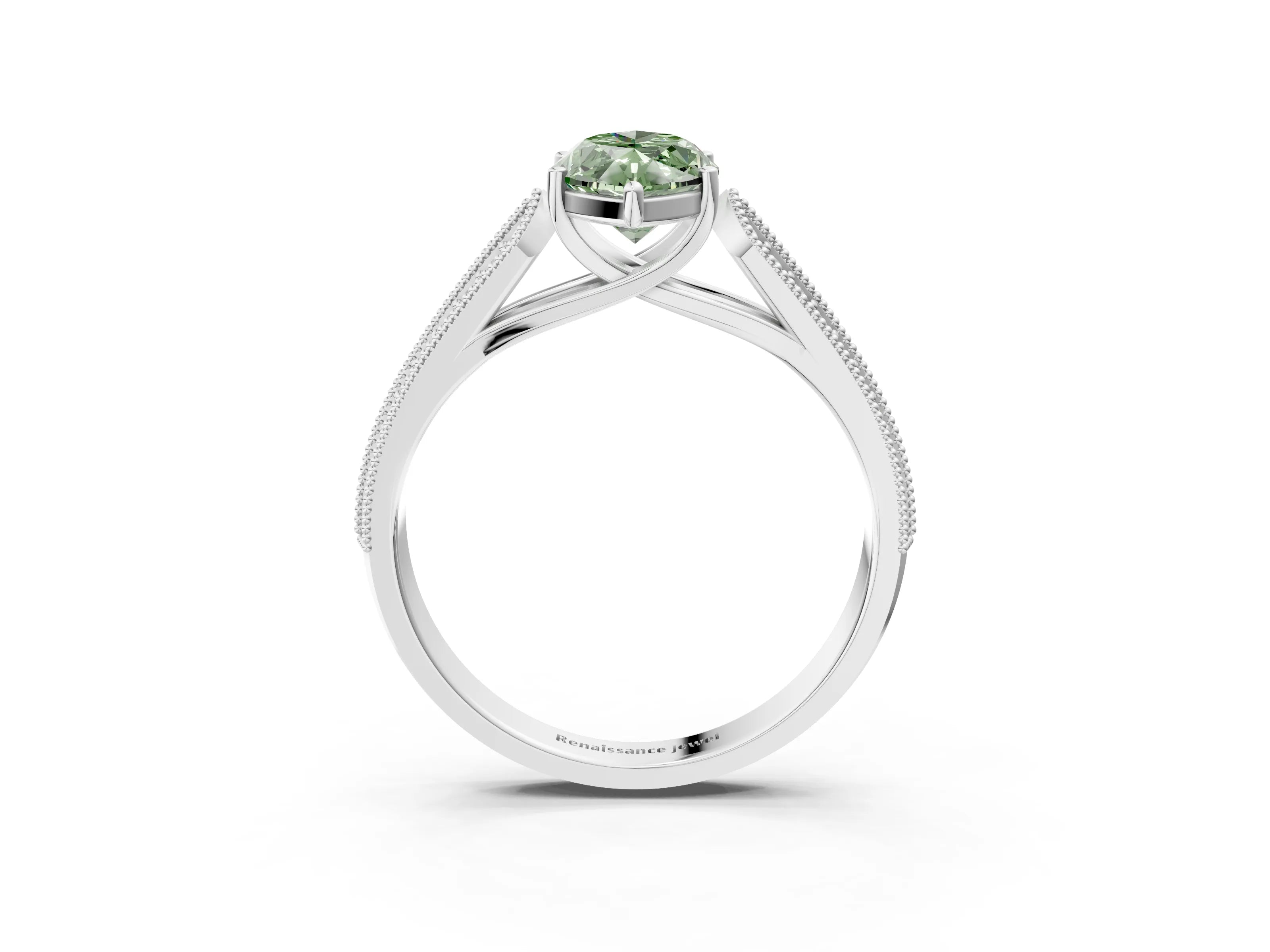 White gold Fancy Green Marquise Cut Cut Pave Split Shank Engagement Ring with Four-Prong Setting_51